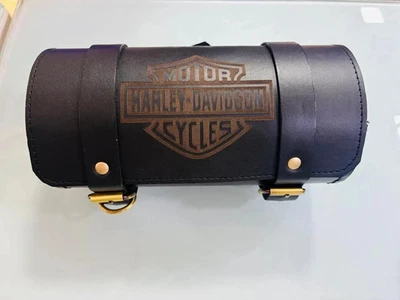 PURE LEATHER TOOL BAG ENGRAVED FIT FOR HARLEY DAVIDSON MOTORCYCLE IN BLACK COLOR - Image 1 of 4