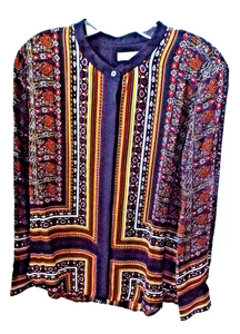 ***A.L.C. Sz 6 stripe paisley silk SHIRT black multi!! - Picture 1 of 5