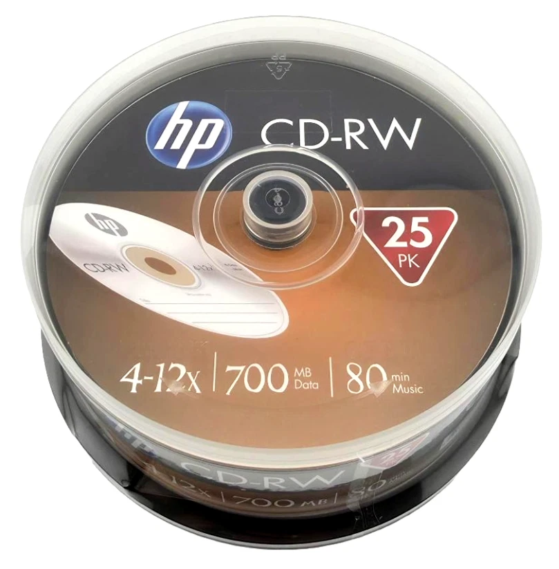 50 Pack HP Blank Premium Rewritable CD-RW 4x-12x Speed 700MB 80 Min Music - Image 1 of 1