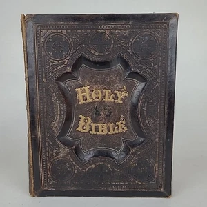 Antique Phillips & Hunt's Pictorial Family Bible Superfine Edition Antique 1880 - Imagen 1 de 21