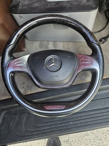 Mercedes-Benz S Class W222 S550 S63AMG Black Wood & Leather Steering Wheel # 55 - Picture 1 of 4