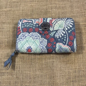 Vera Bradley Boho Gray/Orange/White Turn Lock Wallet Nomadic Floral-Retired 2016 - Picture 1 of 6