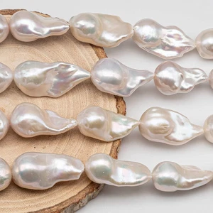 13-16mm AAA Grade Baroque Pearl Elongated, Freshwater Fireball Pearl Bead in Fu - Picture 1 of 5
