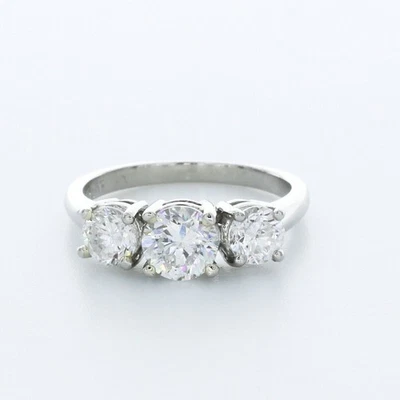 1 3/4ct D SI2 Round Natural Certified Diamonds 18k Gold Classic Three-Stone Ring - Image 1 of 4