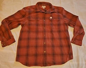 Carhartt Original Fit Heavyweight Plaid Flannel Maroon Shirt Mens L 104451 R25 - Picture 1 of 8
