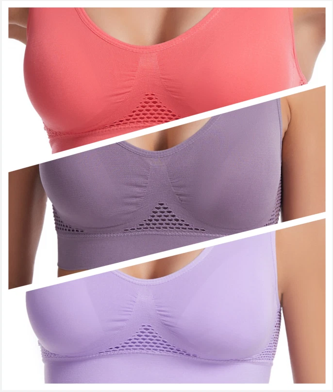 Paquete de 3/6 sujetadores deportivos sin costuras inalámbricos soporte de peso tanque deportes yoga sujetador para dormir Foto 1 de 4