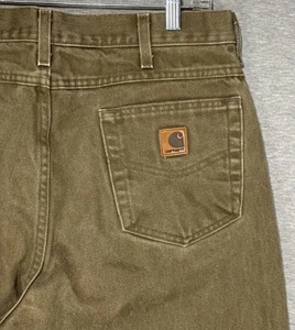 Carhartt B161 BRK Olive Brown Straight Leg Denim Jeans Men’s 33x33 Work Vintage - Picture 1 of 13