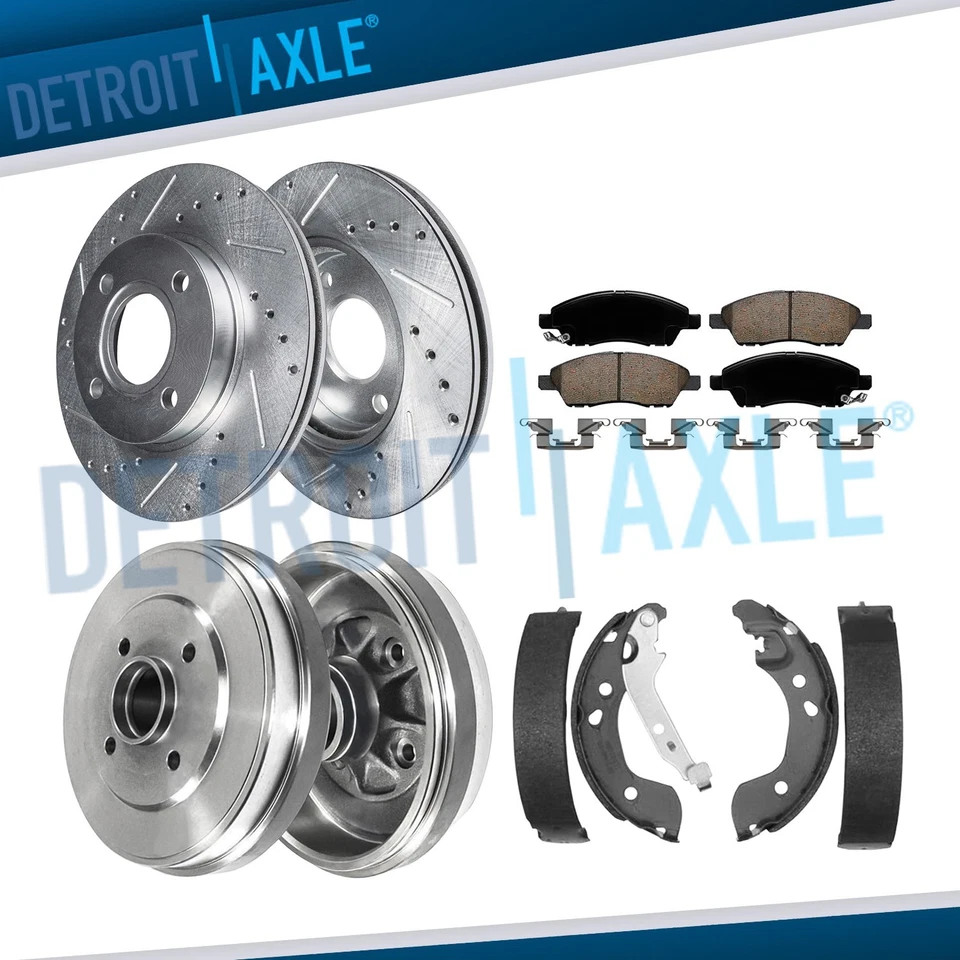 8 peças rotores dianteiros traseiros perfurados tambores pastilhas de freio sapatos para Nissan Versa Note 1.6L - Imagem 1 de 4