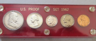 1962 United States US Five Coins Proof Mint Year Set. UNC. RJ - Image 1 of 2