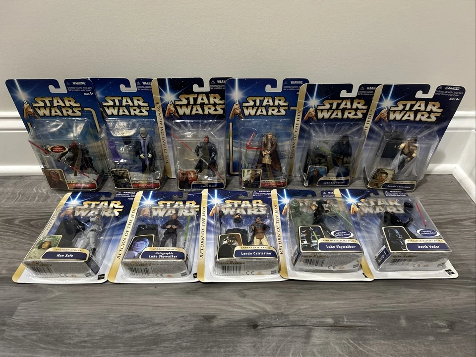 LOTE DE 11 FIGURAS STAR WARS 2003 Darth Maul Qui-gon Jinn Vader Luke Lando Han Foto 1 de 4