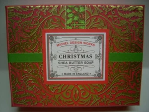 CHRISTMAS SHEA BUTTER DOUBLE SOAP GIFT BOX (SPICE 9 OZ) MICHEL DESIGN WORKS NEW - Picture 1 of 10