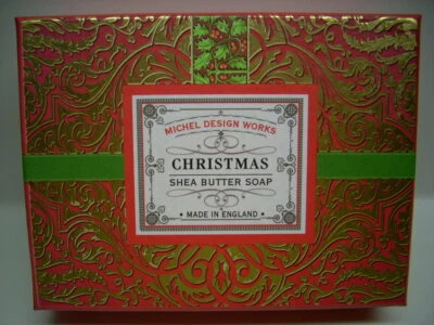 CHRISTMAS SHEA BUTTER DOUBLE SOAP GIFT BOX (SPICE 9 OZ) MICHEL DESIGN WORKS NEW - Image 1 of 4