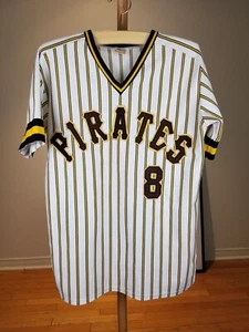 VINTAGE 80' PITTSBURGH PIRATES #8 MLB RAVENS KNIT BASEBALL JERSEY SZ XLARGE - Picture 1 of 4