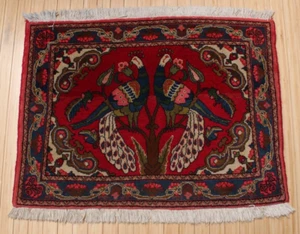 Vintage Darjazin Hamadan Hand Knotted Oriental Peacock Rug 36" X 26" - Picture 1 of 10