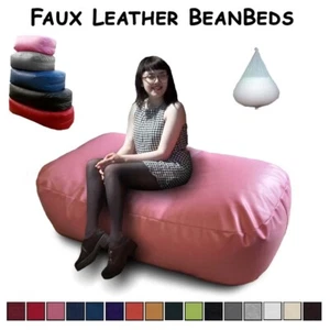 Beanbag Bed FAUX LEATHER Seat Settee Couch Sofa Sac Seat Kids Adults Bean bag - Picture 1 of 52