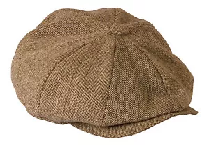 Berretto da newsboy Shelby in tweed estivo marrone farina d'avena - Gamble & Gunn - Foto 1 di 2