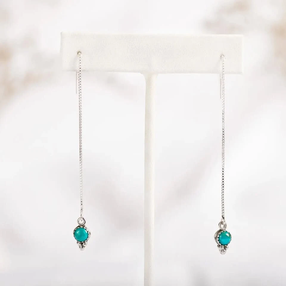 Genuine Turquoise Threader Earrings - Image 1 of 1