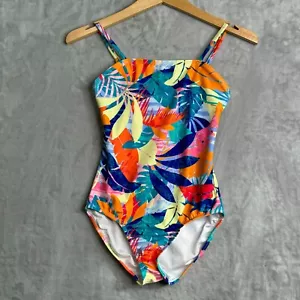 Old Navy Swimsuit Girls 10/12 Mutlicolor Tropical Palm Print One Piece Resort - Picture 1 of 7