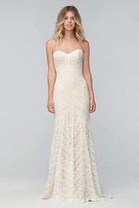 HOCHZEITSKLEID WTOO BY WATTERS BETTY SPITZE PERLE MANDEL SWEETHEART TRÄGERLOSES KLEID - Bild 1 von 12