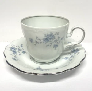 Johann Haviland China Bavaria Germany Blaue Girlande Tasse & Silberband Untertasse - Bild 1 von 4