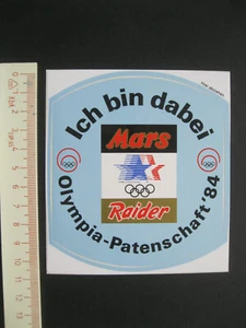 Mars Raider Olympia-Patenschaft '84 Olympische Spiele Aufkleber Werbung Reklame - Bild 1 von 1