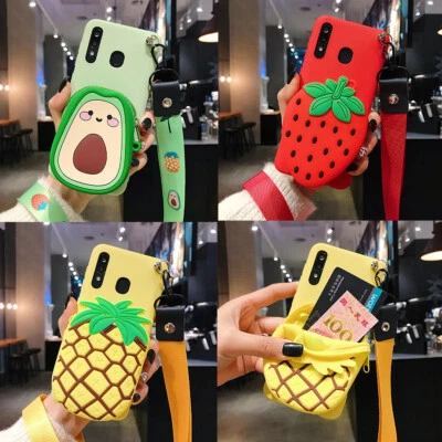 Linda funda tipo billetera de dibujos animados de frutas para teléfono Samsung Note20 A20-A91 S7-S24 Ultra Foto 1 de 4
