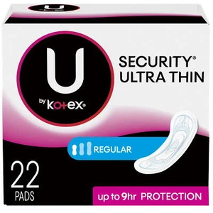 U By Kotex Security Ultra Thin Pads Regular Absorbency Soft Touch 22Ct Case of 8 - Picture 1 of 6