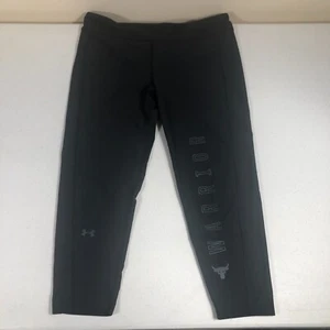 Under Armour Girls Black XL Mesh Panel Leggings HeatGear Project Rock YXL - Picture 1 of 5