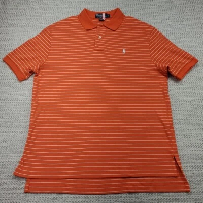 Camisa Polo Ralph Lauren De Colección Para Hombre Grande Naranja Blanco Rayas Años 90 Y2K Preppy Foto 1 de 4