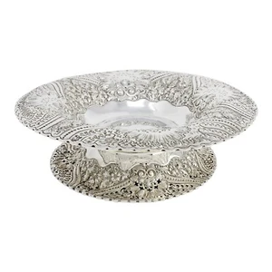 Grande ciotola frutta traforata in argento sterling epoca vittoriana antica 1892 (SL16-) - Foto 1 di 5