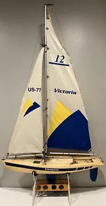 VINTAGE THUNDER TIGER VICTORIA 5556 RADIO CONTROL SAIL BOAT YACHT 4.5 FEET TALL - Picture 1 of 8