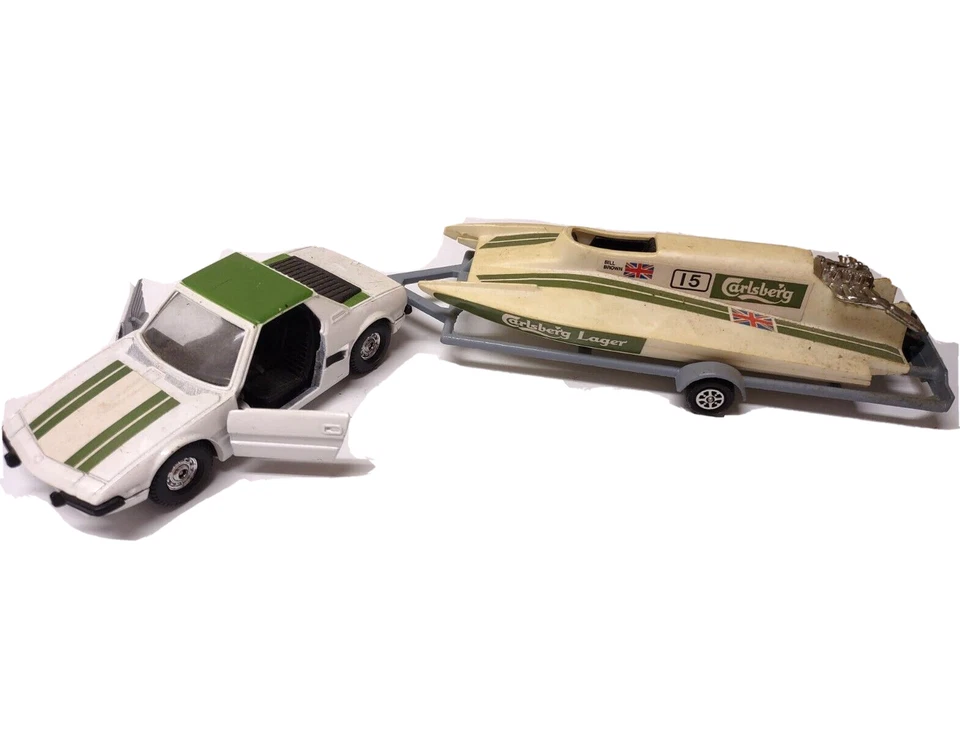 Corgi Carlsberg Lager Boat, Trailer, Car Set Bill Brown #15 White United Kingdom - Image 1 of 4