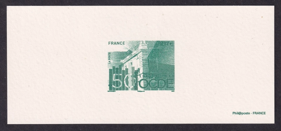 FRANCE 2011 OCDE 50th Anniversary 87c SG 5000 Imperf Proof - Image 1 of 1