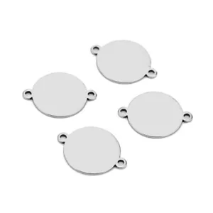 50 Stck./Posten Runde Anhänger Edelstahl Silberton Verbinder zum Selbermachen Schmuck - Bild 1 von 7