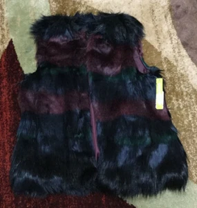 $139 New GIANNI BINI WOMEN'S Multi Color Faux Fur Shell Vest MEDIUM (NB57-GB) - Picture 1 of 4