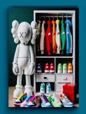Hypebeast KAWS Payaso Armario Goteo - Arte de Pared de Lienzo - Street Luxe A4 Foto 1 de 4