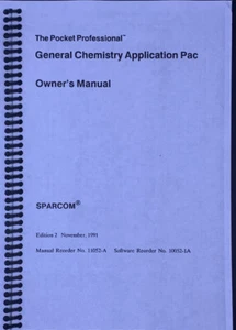 Manual for Sparcom General Chemistry Application Pac for HP 48SX/48GX Calculator - Picture 1 of 7