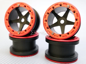 RC Truck Wheels 2.2 METAL BEADLOCK RIMS 5 Star (4PCS) -RED- - Picture 1 of 24