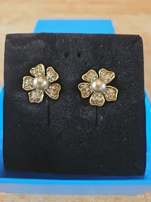Heidi Daus Rhinestone Flower Earrings EXC in Box - Image 1 of 4