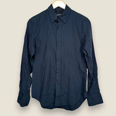Rag & Bone New York Button Down Shirt Men XS Fit 2 Navy Blue Cotton Rayon - Image 1 of 4