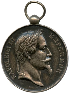 FRANCIA 1864 NAPOLEÓN III EMPERADOR RETRATO MEDALLA PLATA POR BARRA 41MM 39,5G - Imagen 1 de 5