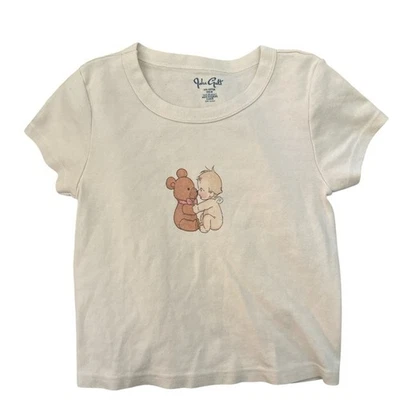 Camiseta de bebé Brandy Melville John Galt beige con diseño de oso y bebé nueva sin etiquetas Foto 1 de 4
