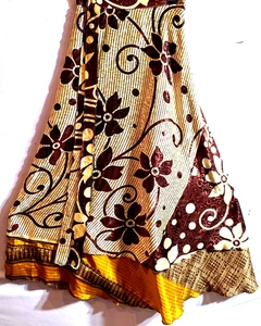 Incredible-art Vintage Silk Sari Magic Wrap Skirt Reversible Double Layer skirt, - Picture 1 of 6