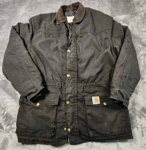 Carhartt Jackett Vintage Mens Medium Black 199 Full Zip Snaps Workwear Lined - Picture 1 of 9