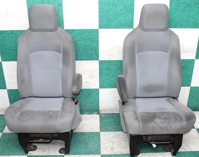 *WORN* 14' E350 Gray Cloth Manual Driver Passenger Front Bucket Captains Seats - Image 1 of 4