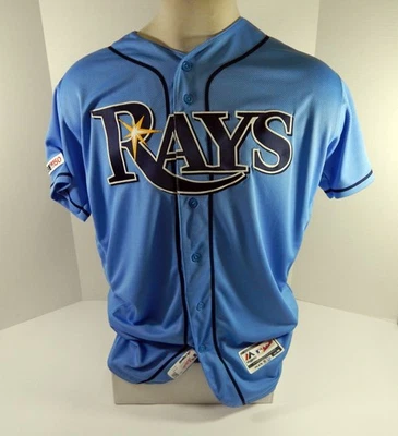 Camiseta deportiva azul emitida por el juego Tampa Bay Rays Jake Smolinski 2019 150 parche 46 DP46216 Foto 1 de 4