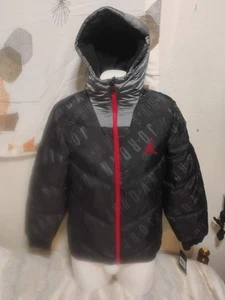 Air Jordan Boys Black/Gray Hooded Puffer Jacket Youth Size XL Jumpman 23 - Picture 1 of 13