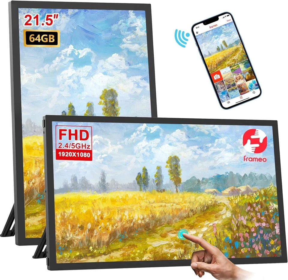 FRAMEO 21.5 inch 64GB Digital Photo Frame IPS Touch Screen  Auto-Rotate - Image 1 of 4