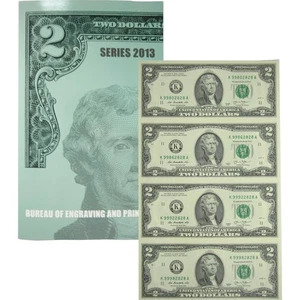 2013 $2 Federal Reserve 4 Note Uncut Sheet CCU OGP SKU:OPC200 - Picture 1 of 5