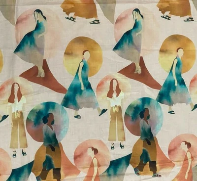 4+ Yards Mood Exclusive Wayfaring Woman Fabric Multicultural Cotton Voile 154x55 - Image 1 of 4